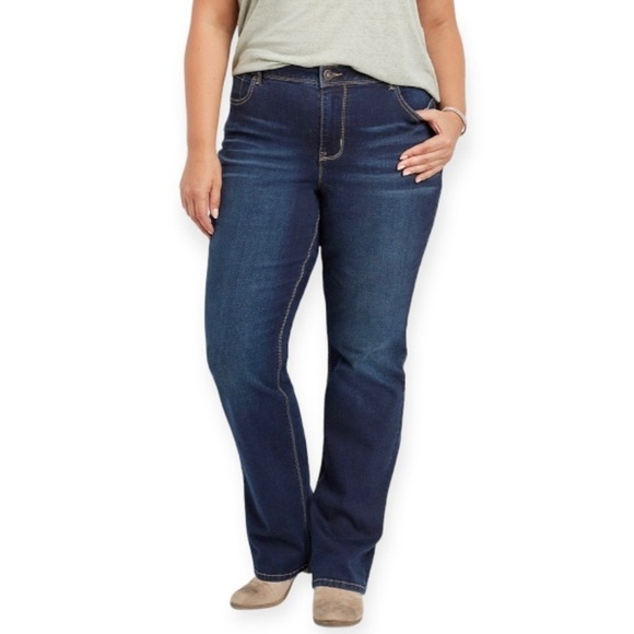 MAURICES 22W Long NWT Jeans Slim Boot Curvy High Rise Stretch Dark Wash New - Picture 1 of 11